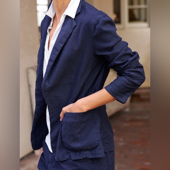 Frank & Eileen Navy Dublin Tailored Blazer in Italian Performance Linen small - Picture 4 of 8